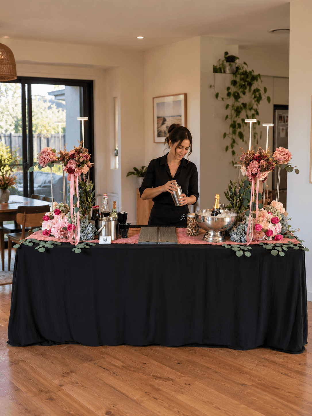 The Flower Bar with floral styling and cocktails